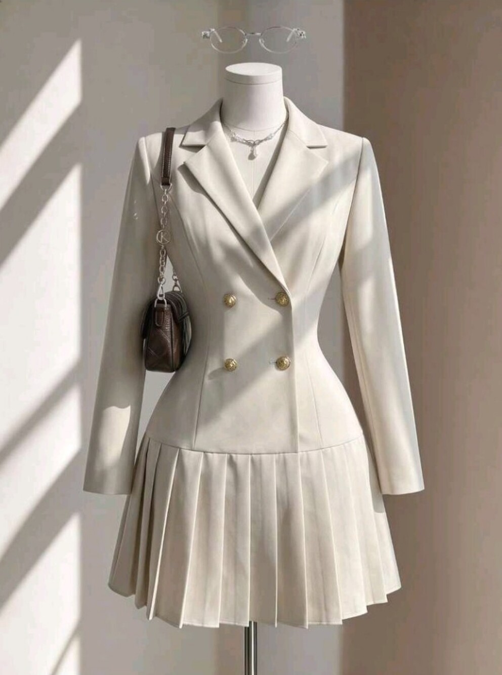 Women's Autumn New Linen-Colored Elegant Preppy Style Long Sleeve Dress
